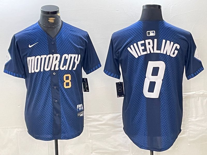 Men Detroit Tigers 8 Vierling Blue City Edition Nike 2024 MLB Jersey style 10